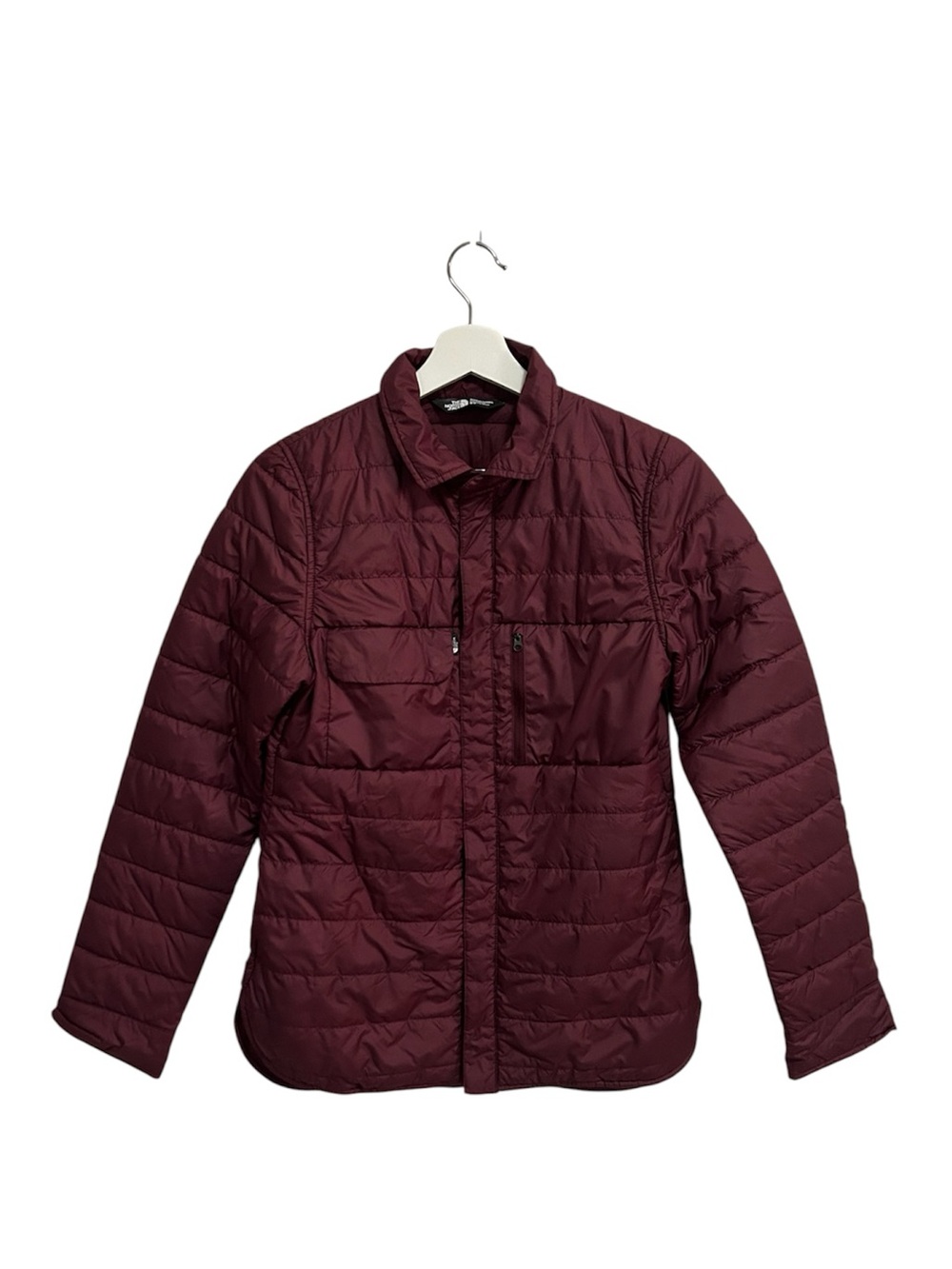 North Face Puffer Jacket Coat Maroon Burgundy Button Front Pocket “Whoisthis”